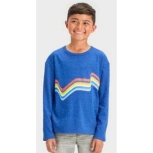 Cat & Jack Long Sleeve Graphic T-shirt Blue Size L (10/12)